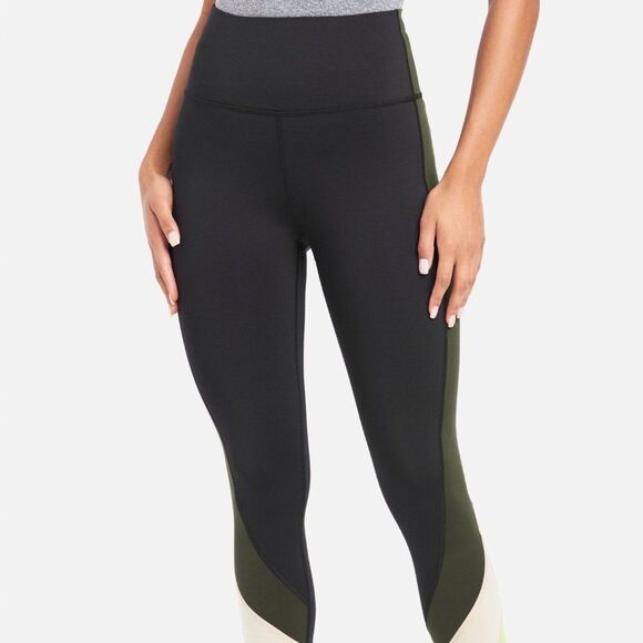 𝅺BEBE SPORT COLOR BLOCK LEGGING Black/Neon/Blue - Picture 3 of 6